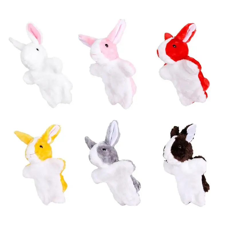 Cartoon Bunny pacynki zabawki edukacyjne z miękkimi pluszowa lalka-królik o średnicy 28cm do interaktywnego do odgrywania ról opowiadania historii w teatrze pokazów