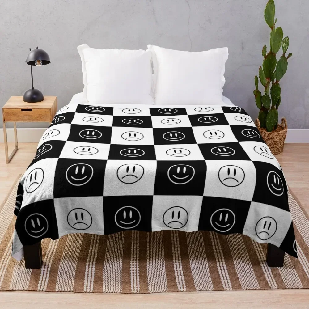 

Happy & Sad Smilies Throw Blanket Bed Fashionable Luxury Throw Bed Polar Blankets