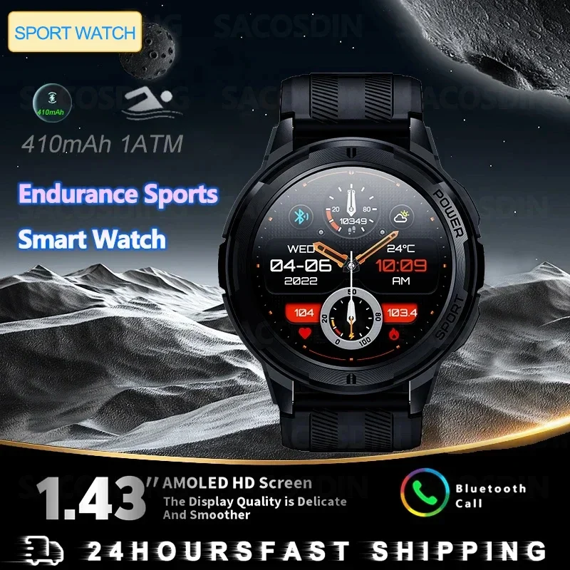 

Outdoor Military 1ATM Waterproof Watches Sports Bluetooth Call Smartwatch For Men Smart Watch 2024 New Clock For Xiaomi Huawei