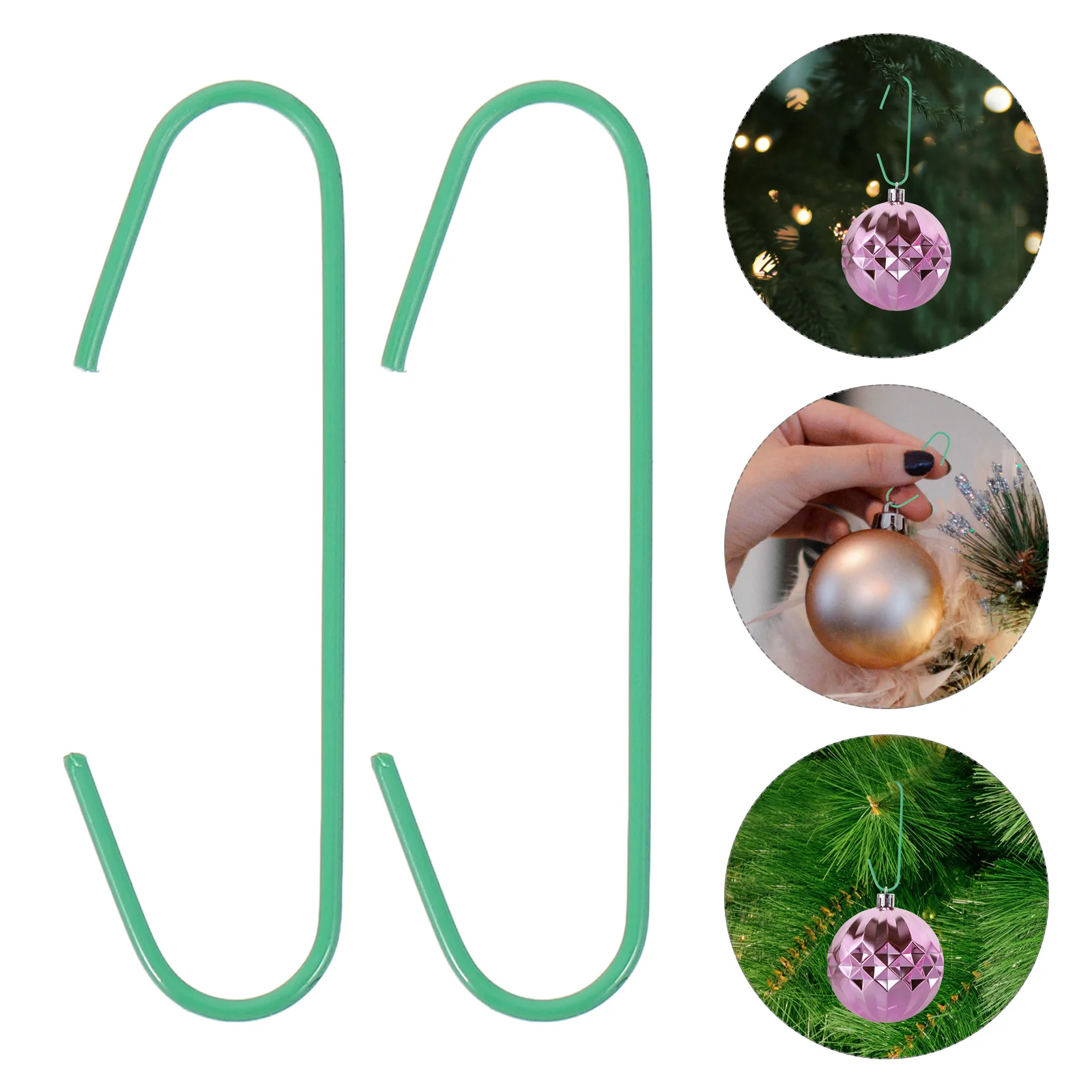 

100 Pcs Christmas Hook Shaped Hanging Hooks Decorative Ornament Hangers -shaped Balls for Metal