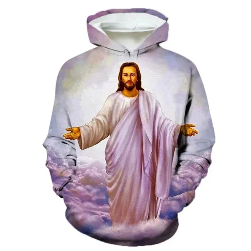 Christian Jesus Hoodie Virgin Mary 3D Print Men Women New Hoodies Oversized Hoody Pullover Hooded Sweatshirts Male Tops Clothing