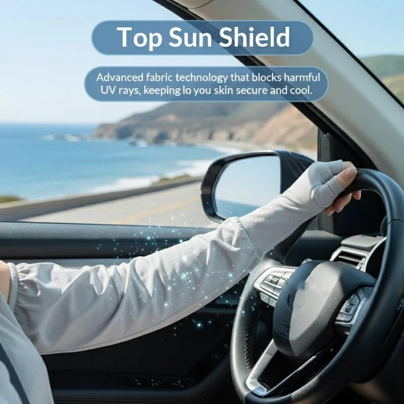 1Pair Summer Ice Silk Men Woman Loose Sunscreen Sleeves UV Ice Gloves Riding Arm Guards Sport Running Driving Absorbent