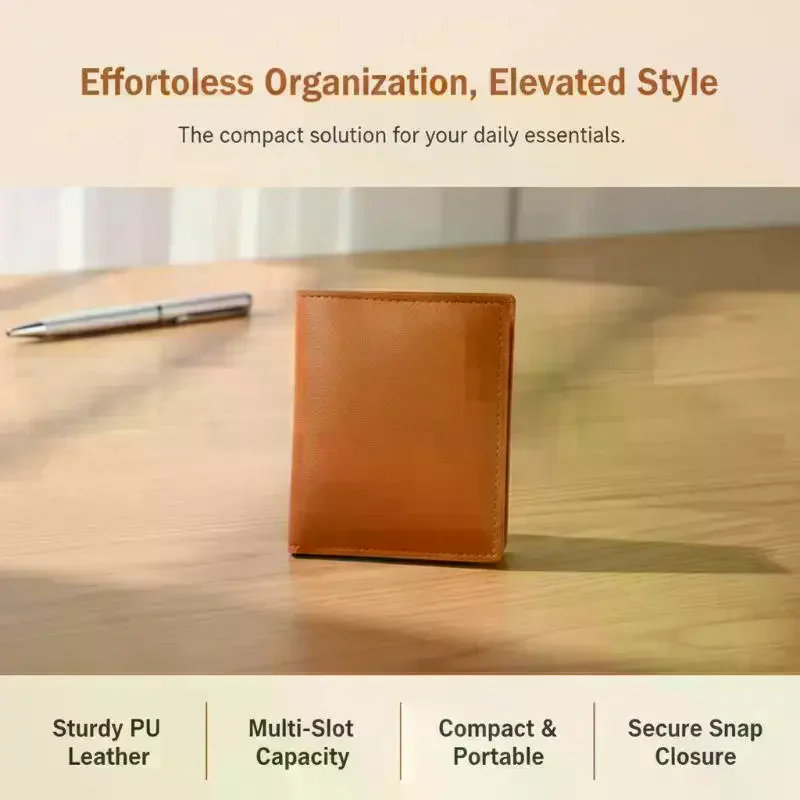 Mens And Womens Universal Ultra Thin PU Leather Short Wallet Simple Credit Card Wallet Multi Card Pocket Money Clip