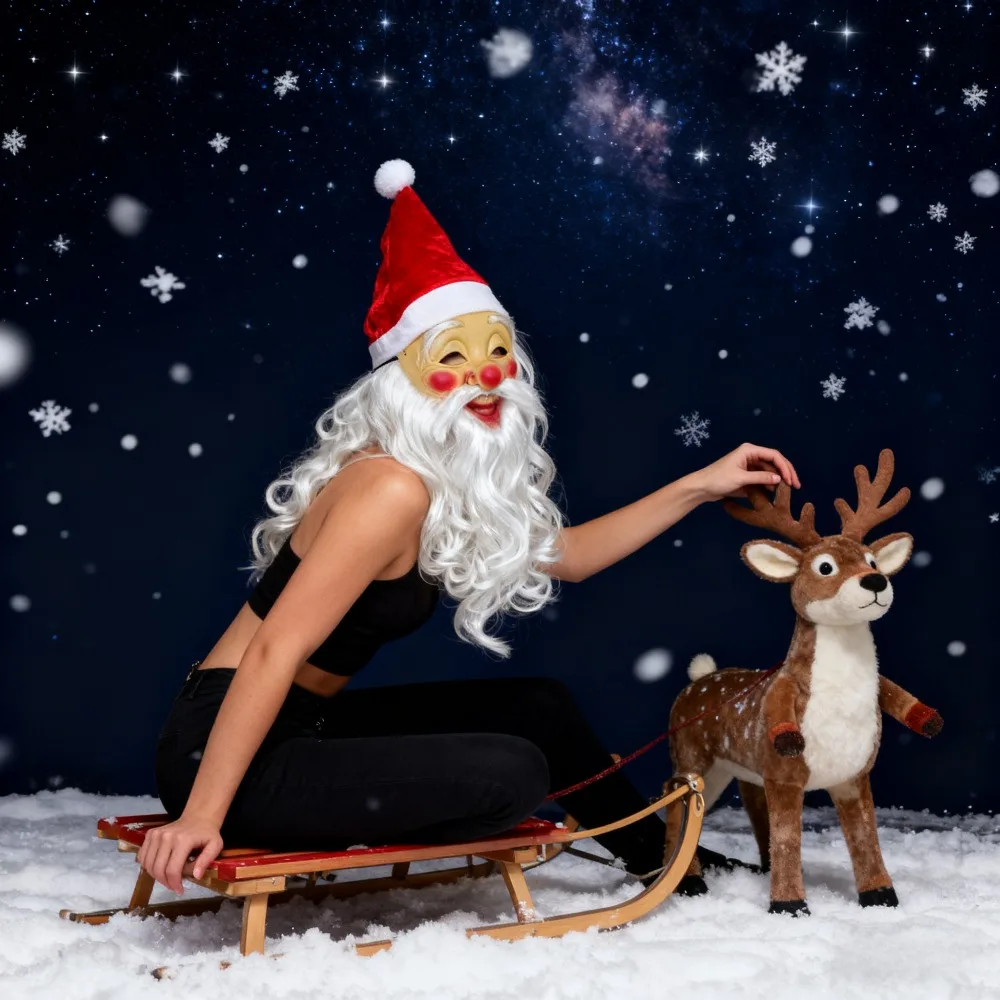 

Bar Mall Christmas Event Mask Funny Atmosphere Santa Claus Head Cover Party Prop