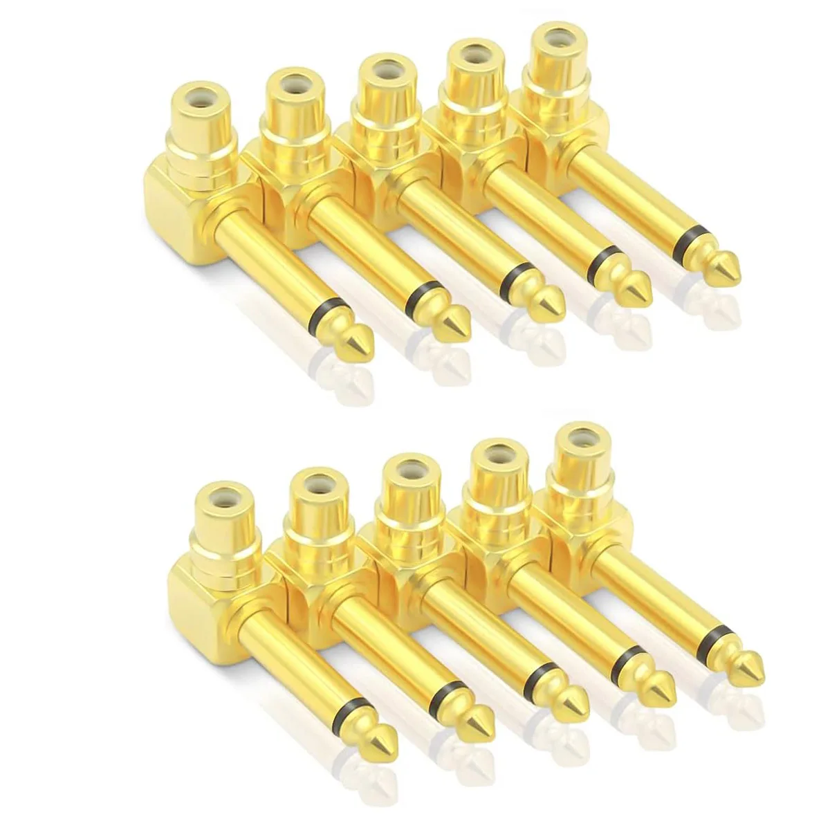 10pcs Gold Copper RCA Female to 6.35mm 1/4