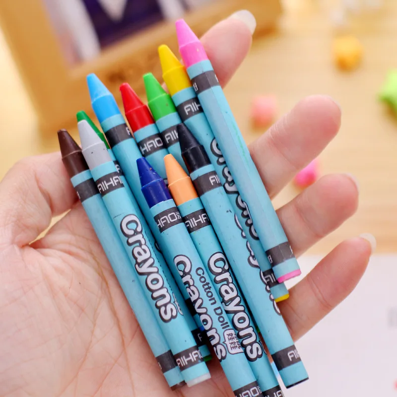 Crayons Creative Cartoon 8/12/24 Colors Drawing Non-Toxic Oil Pastels Kids Student Pastel Pencils Art Supplies