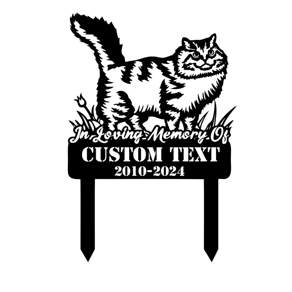 Customizable Memorial Stake Metal Sign for Siberian Cats Personalized with Name Ideal for Remembering Your Treasured Feline Pet