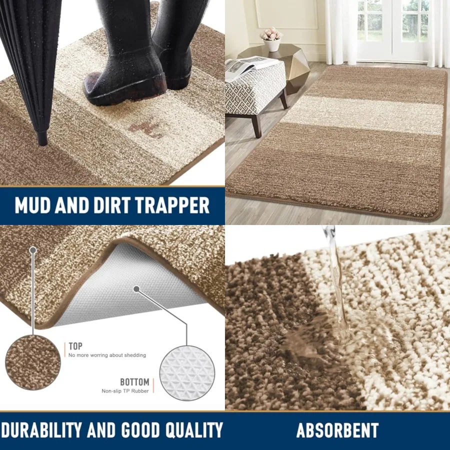 

Dog Door Mat for Muddy Paws, Absorbs Moisture and Dirt, Low-Profile Entryway Mat with Non-Slip Backing, Entry Indoor Outdoor Do
