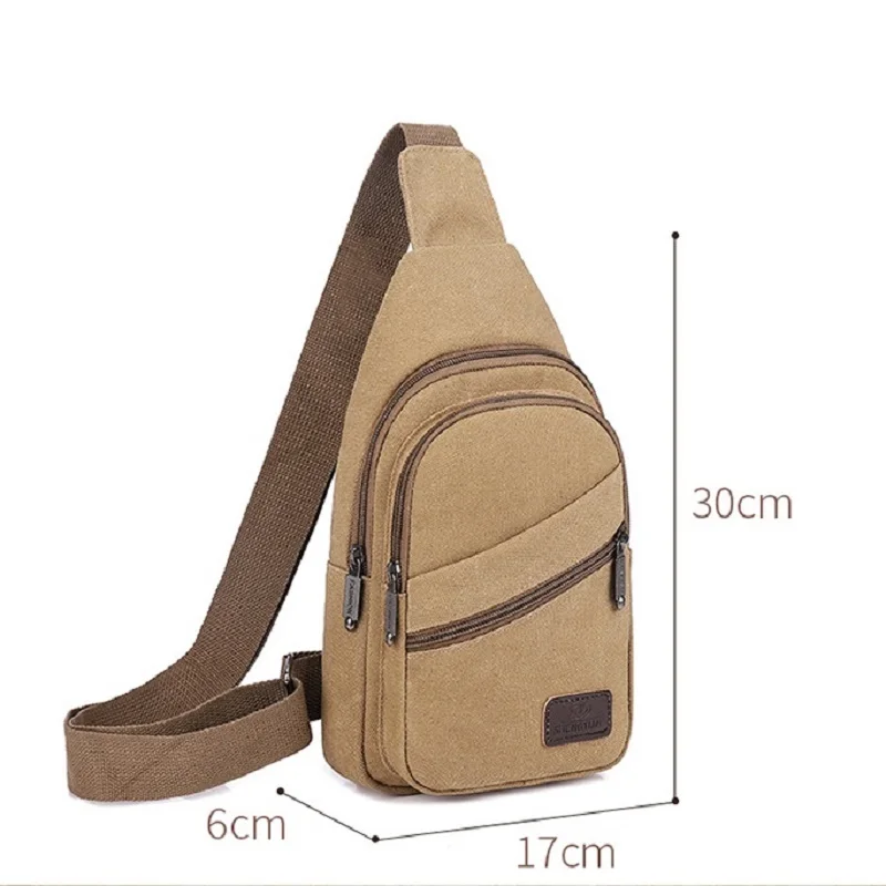 New Canvas Men Chest Bag Large Capacity Chest Pack Casual Sling Bag Sports Male Shoulder Bag Outdoor Crossbody Bag For Men