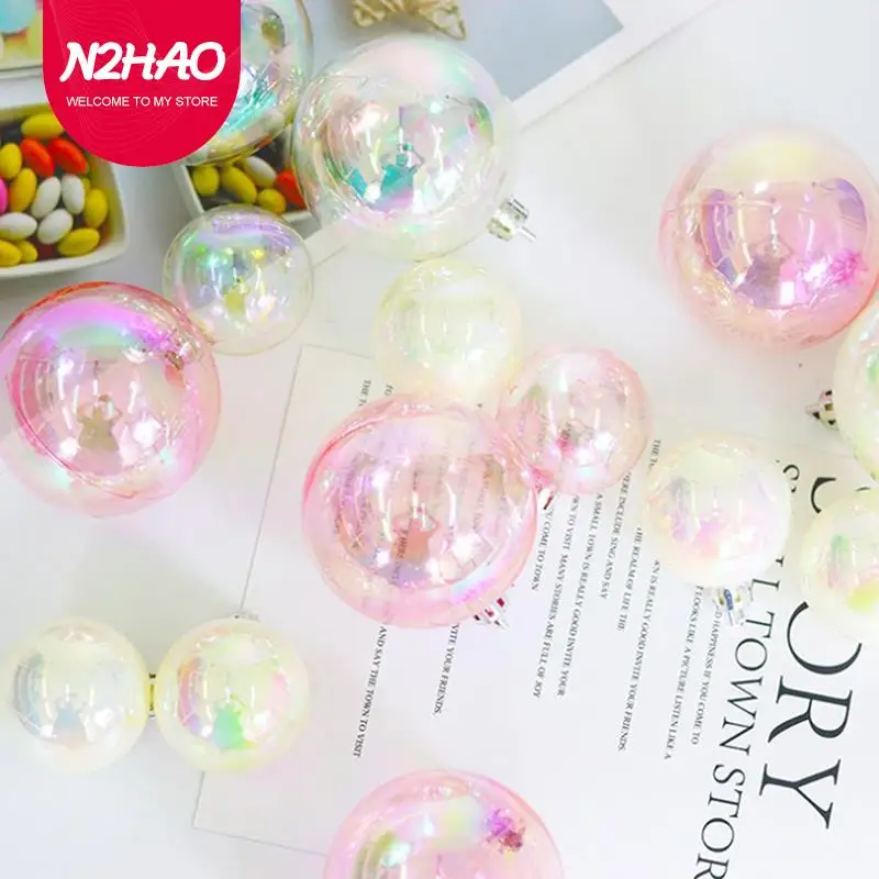 

1/5Pcs 4-6cm Symphony Transparent Ball Pink Baking Ornaments Jewelry Making Christmas Bubble Ball Cake Dessert Baking Decoration