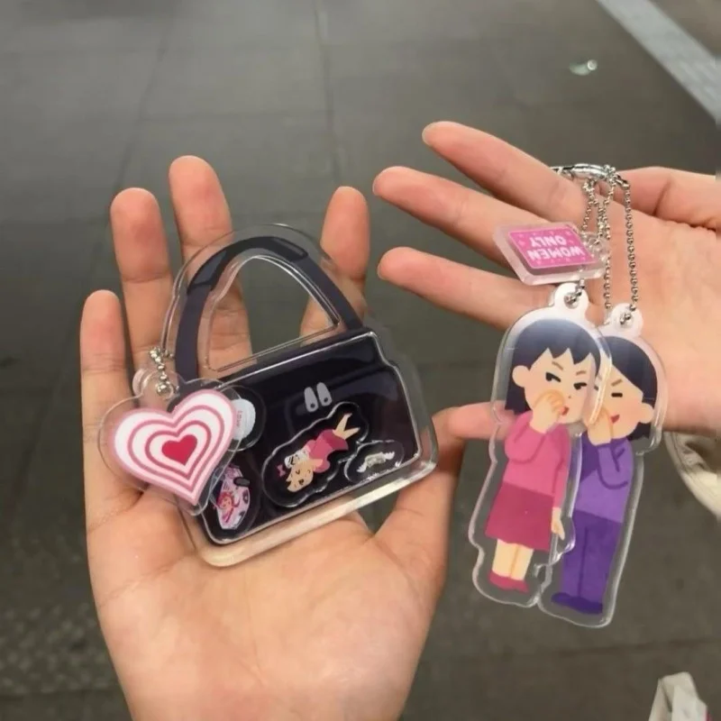 Japanese Illustration keychain Creative bag charms funny friend pendant cutecore trinkets Bag Pendant Gift Keyring Accessories