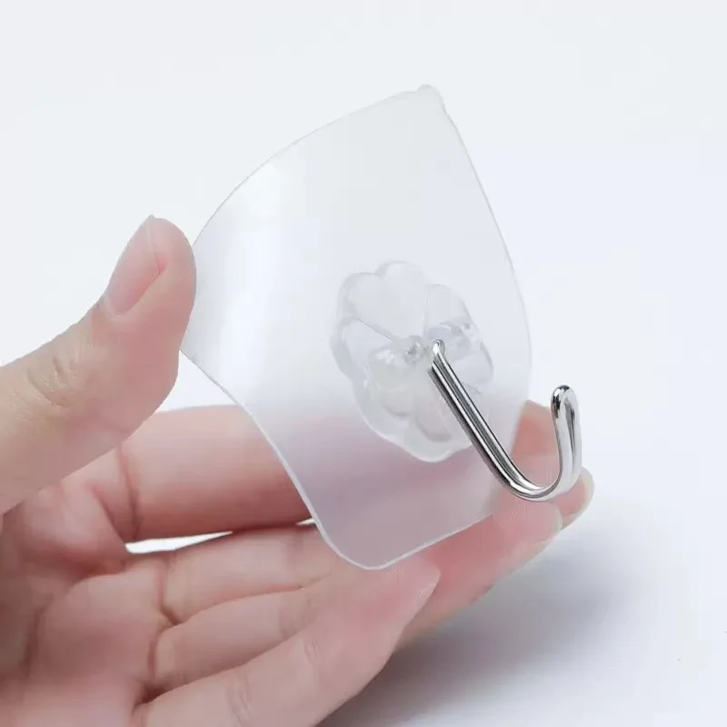 20pcs Transparent Hook Strong Self Adhesive Hooks Key Storage Hanger for Kitchen Bathroom Door Wall Multi-Function