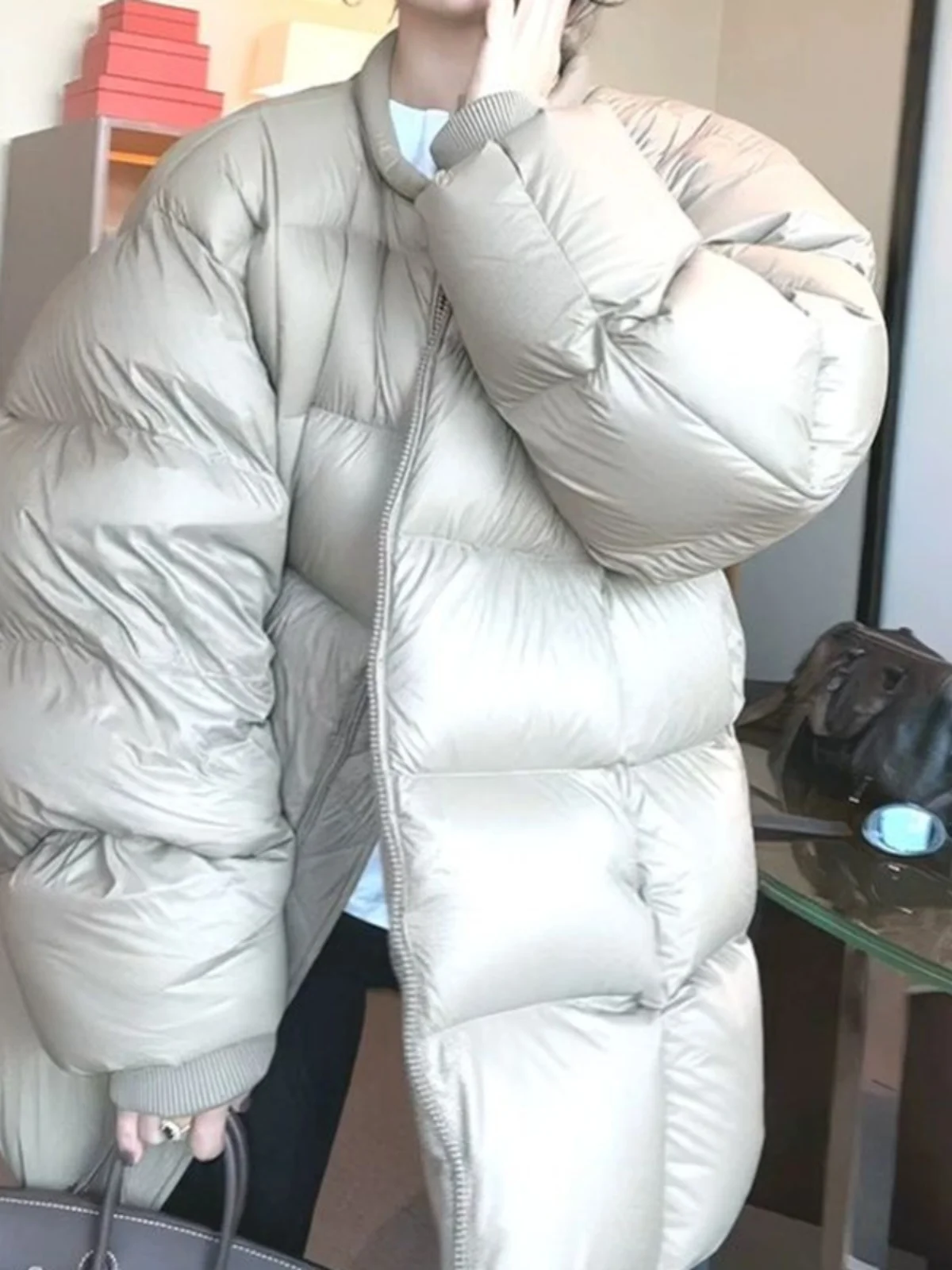 

Корейская свободная утепленная хлопковая куртка в корейском стиле, женское зимнее модное теплое пальто с длинным рукавом для повседневной носки, бренд Unregistered