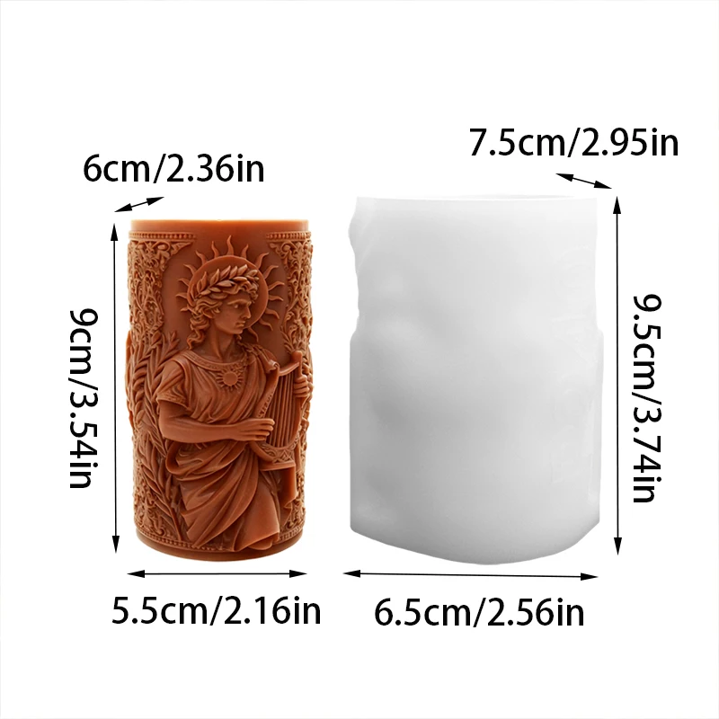 Ancient Greek Mythology Candle Silicone Mold Apollo Laurel Poet Harp Relief Aromatherapy Mold Sun God Classical Art Candle Handmade Mold