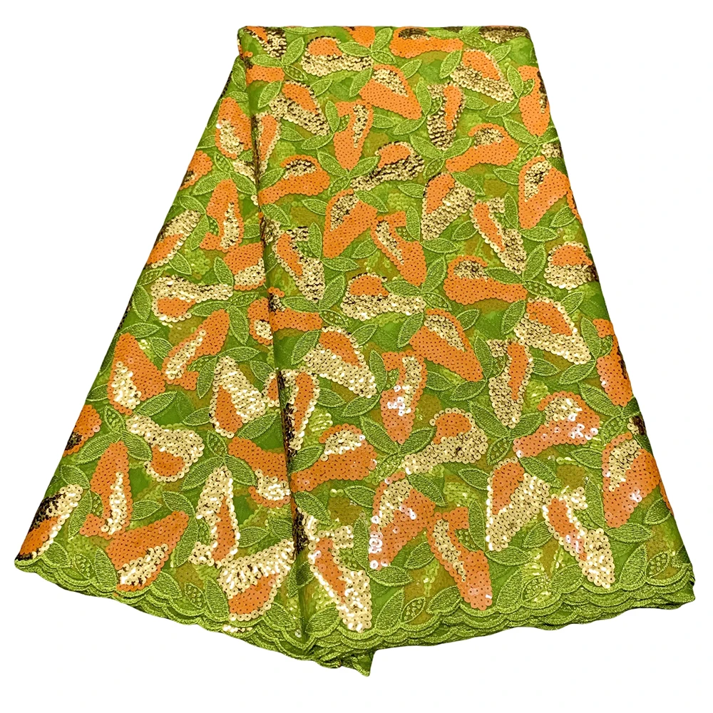 

2026 High Quality French Tulle Lace Fabric With Sequins African Mesh Lace Fabric Niegrian Embroidered Tulle Lace for Dress