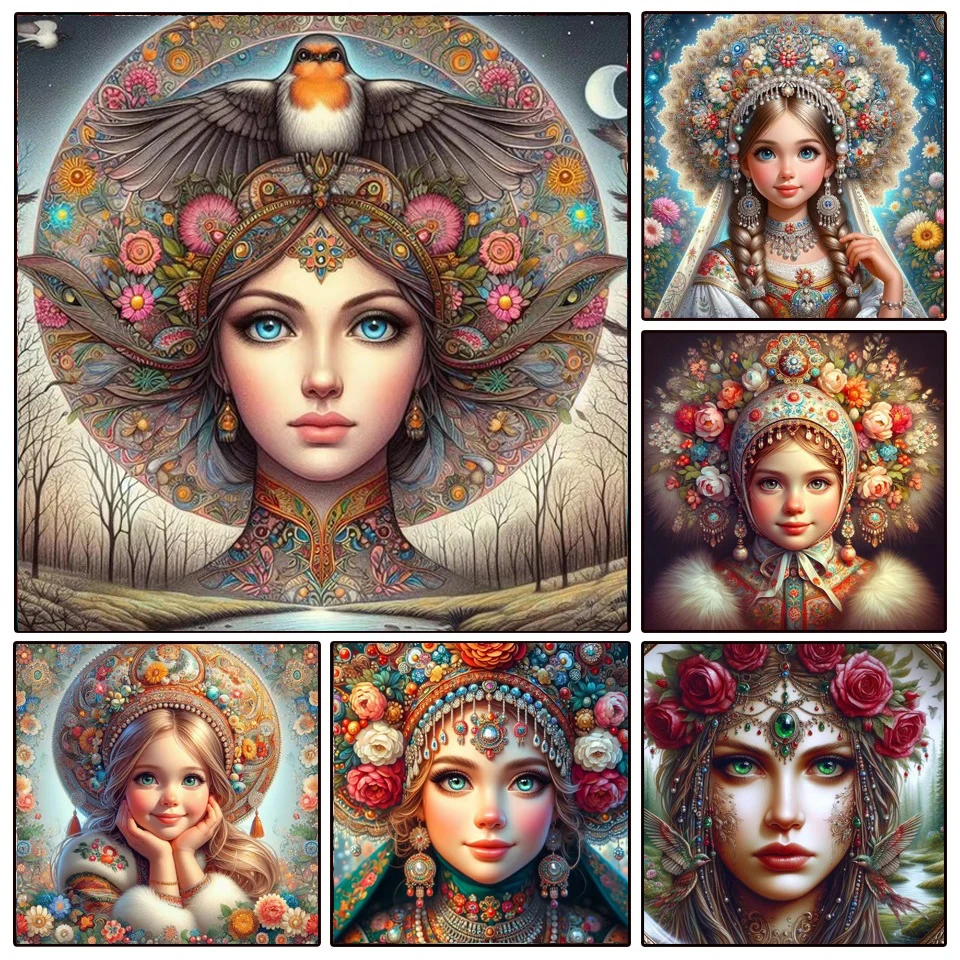 풀 다이아몬드 페인팅 주얼리 로즈 티아라 5D DIY 판타지 소녀 새 다이아몬드 모자이크 공예 키트, 홈 데코 수제 선물