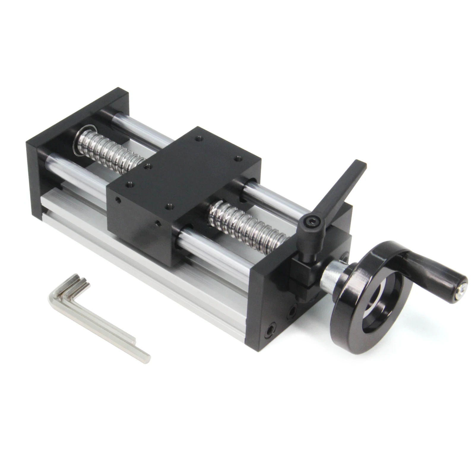 100mm Length Effective Travel Dual Optical Axis Manual Sliding Table Linear Rail Guide Ballscrew SFU1605 with Handwheel for CNC