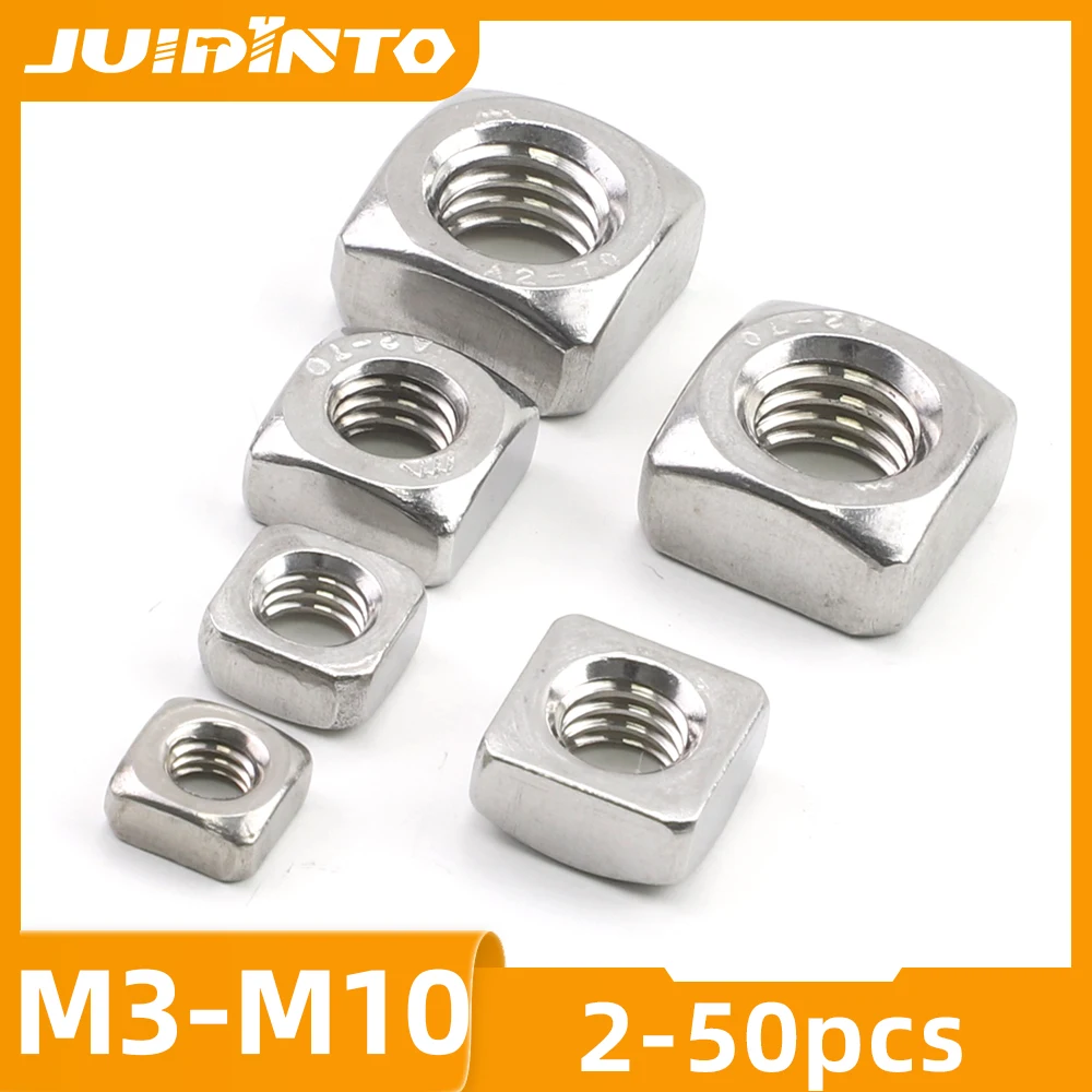 JUIDINTO 5-50pcs Metric Square Nut M3 M4 M5 M6 M8 M10 Stainless Steel Blind Nut for Metal Channels Furniture