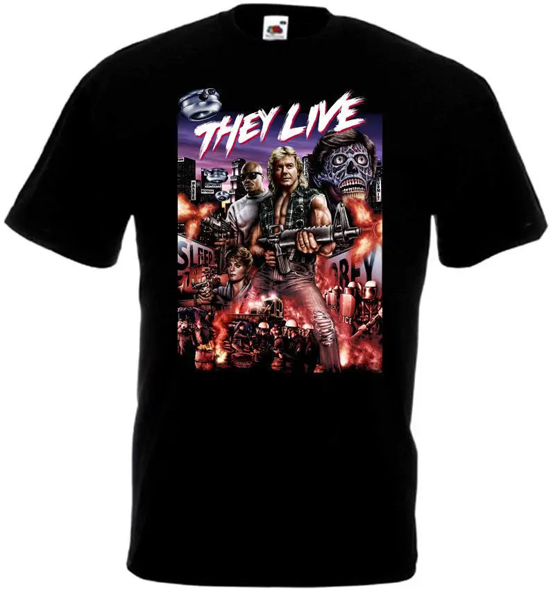 They Live v1 T shirt black movie poster all sizes S-5XL