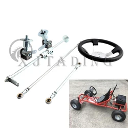 168cc Go kart 300mm Steering Wheel Assembly Strut Knuckle Spindle & 6 Inch Flange For DIY Karting ATV UTV Buggy Quad Bike Parts