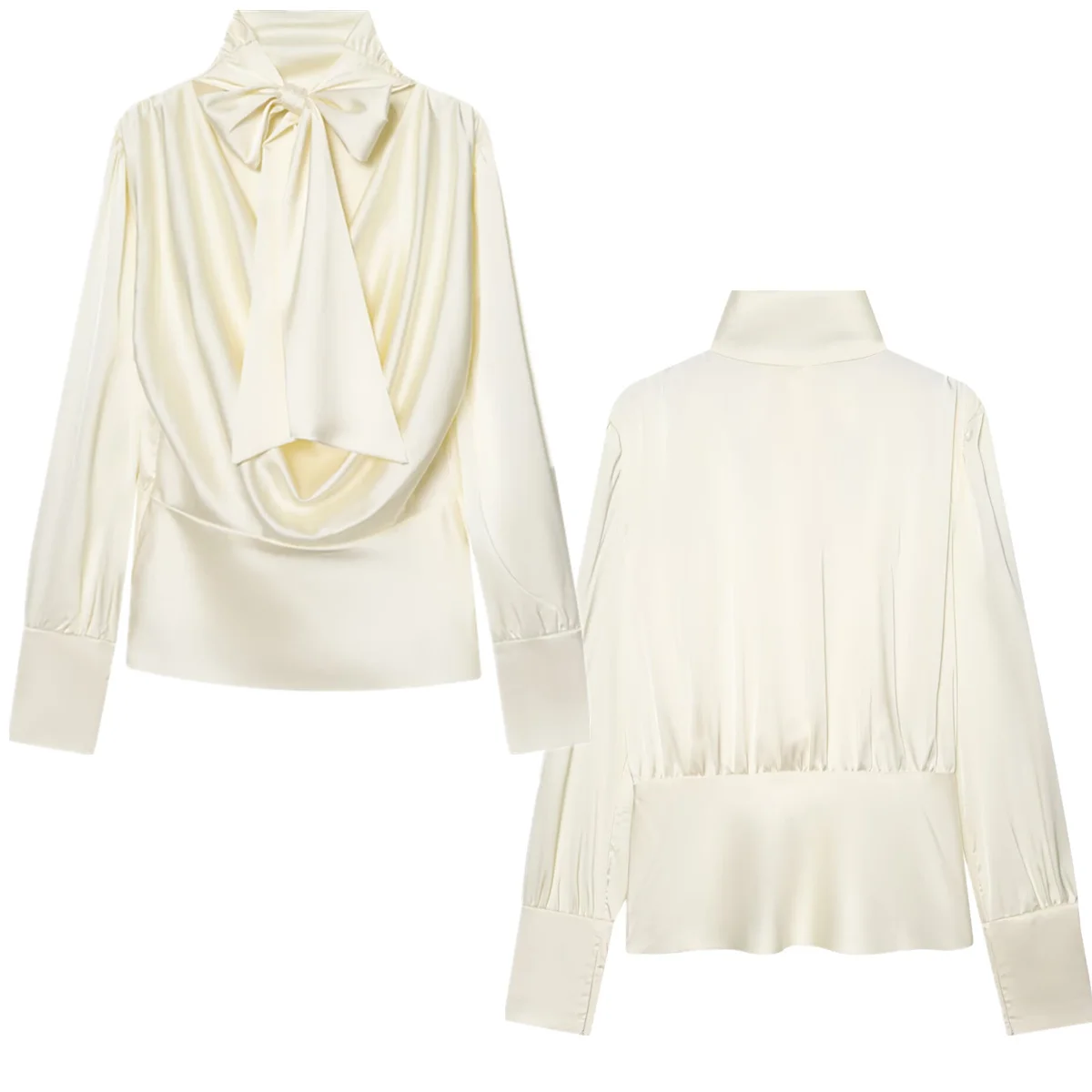 

Dave&Di Французская минималистичная атласная рубашка Элегантные плиссированные рубашки и блузки 2026 Весенняя новая модная женская одежда Рубашки Топы