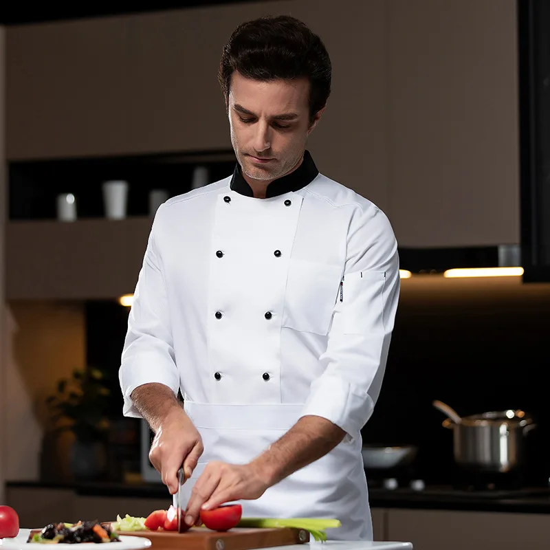 Uniforme de Chef de restaurante occidental, traje de otoño e invierno, Catering, Hotel, cantina, panadero, pastelería, ropa de trabajo de manga larga