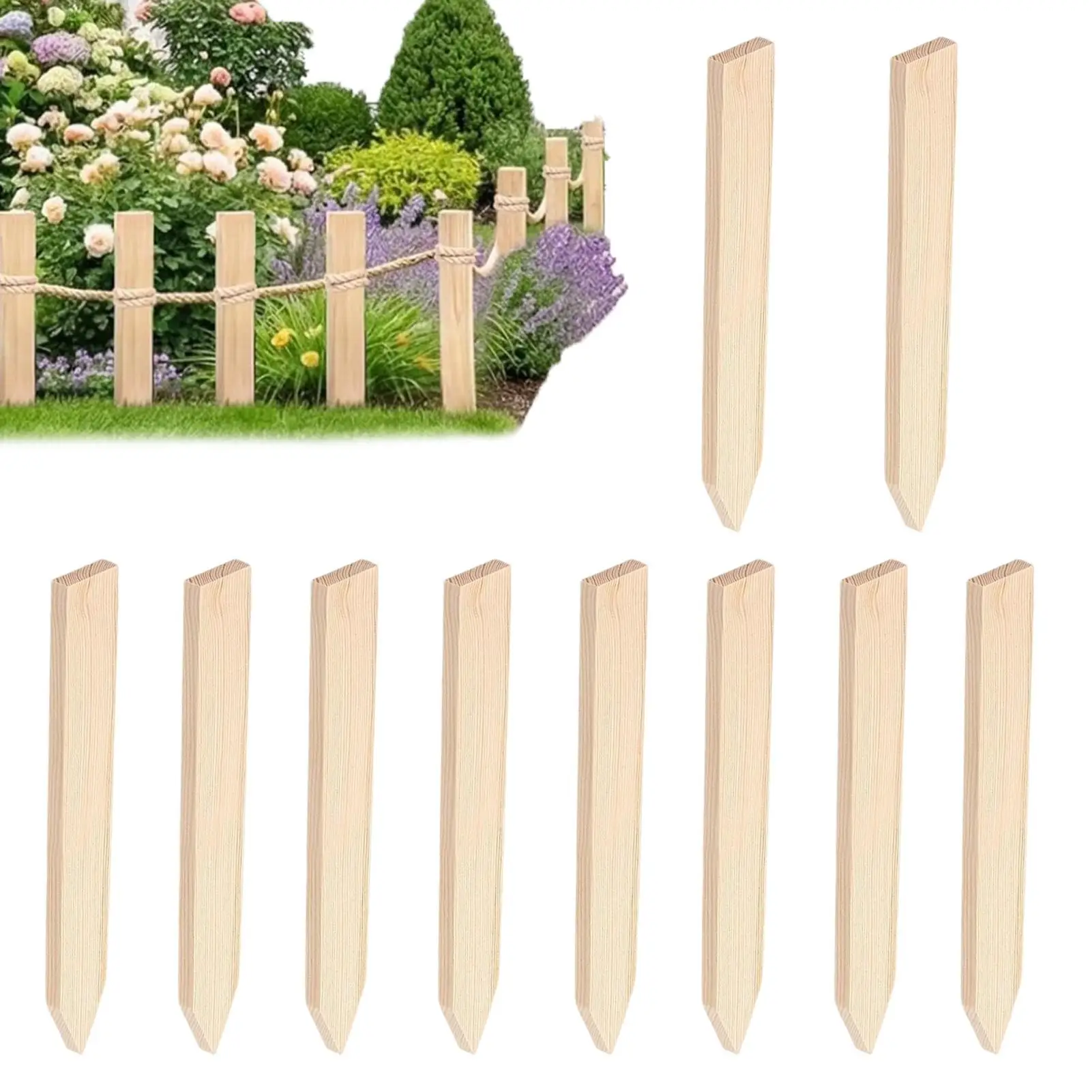 10pcs Wooden Garden Stakes Decorative Rustic Stable Markers Garden Plant For Survey Boundaries Repair String Address Yard