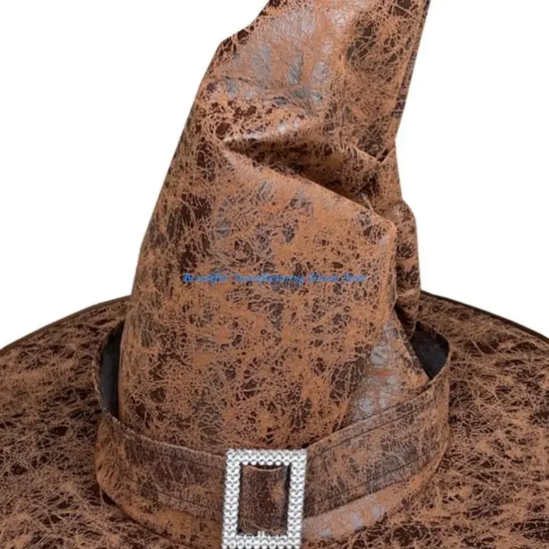 E56A Halloween Witch Hat for Costume Parties and Cosplay Wide Brim Pointed Hats Wizard Hat For Halloween CosplayEvents