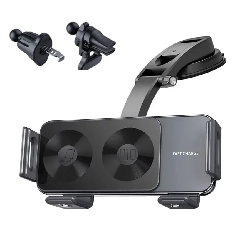 サムスンデュアルコイル15wワイヤレス充電スタンド、サムスンギャラクシーzフォールド-フリップ7-6-5-4-3用急速充電ステーション、エアベントホルダー