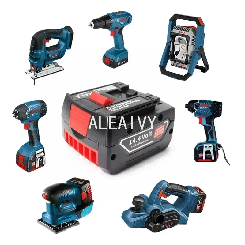 Pacco batteria al litio ricaricabile da 14,4 V 6000 mAh, adatto per avvitatori a batteria Bosch BAT607, BAT607G, BAT614, BAT614G