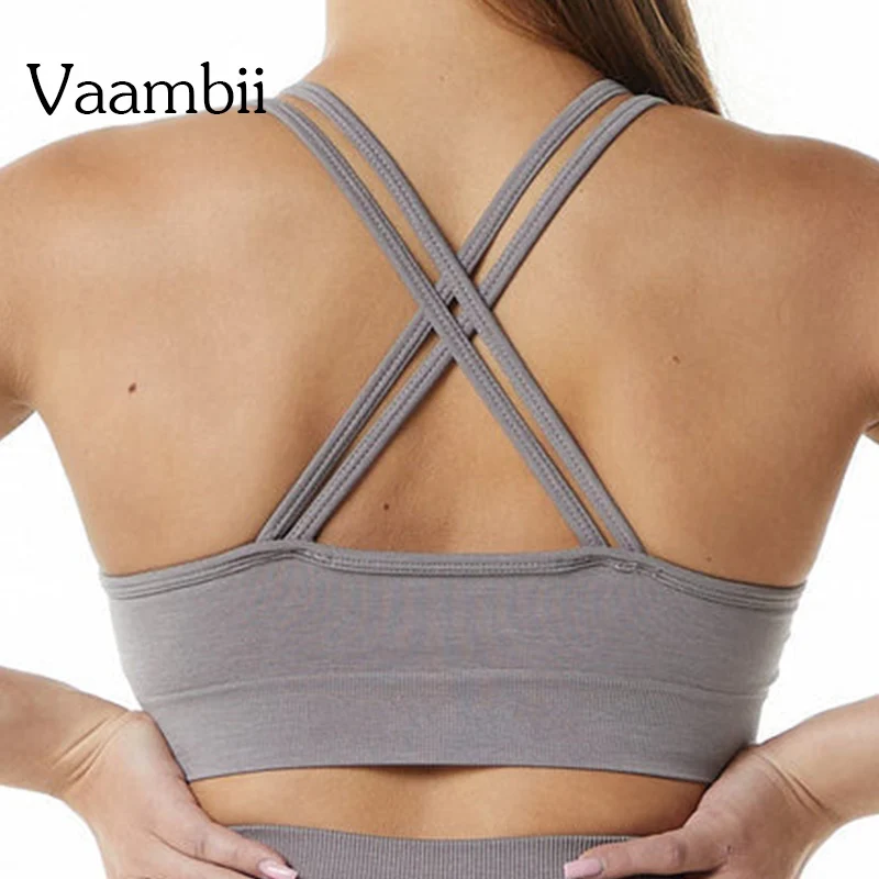 Criss Cross Back Yoga Sports Bras No Steel Ring Yoga Naked Feeling Strappy Padded Sports Bras For Women - Fitness Workout Top