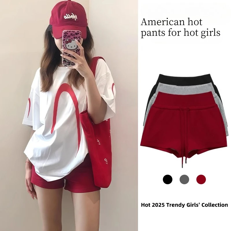 AmericanStyleSpicy Girl Summer Women's Thin Quick DryingPants Plus Size Mm Look Slim Wear Casual and Sporty Three Part Hot Pants
