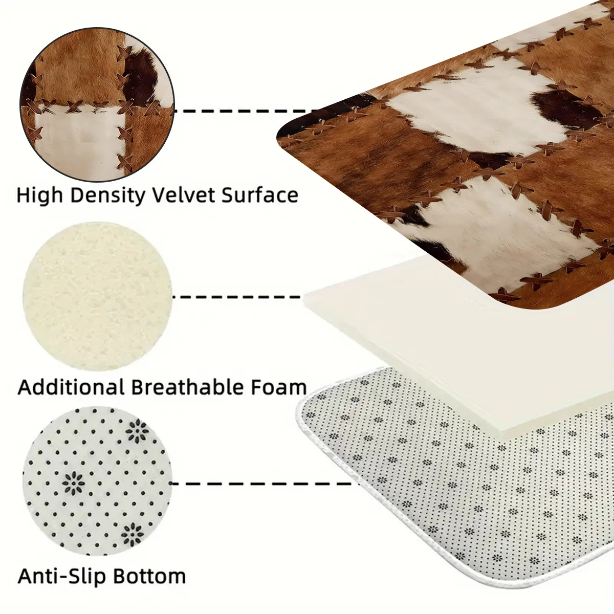 Splicing cow pattern entrance door mat, entrance door mat, dirt resistant door mat, non slip foot mat, entrance carpet