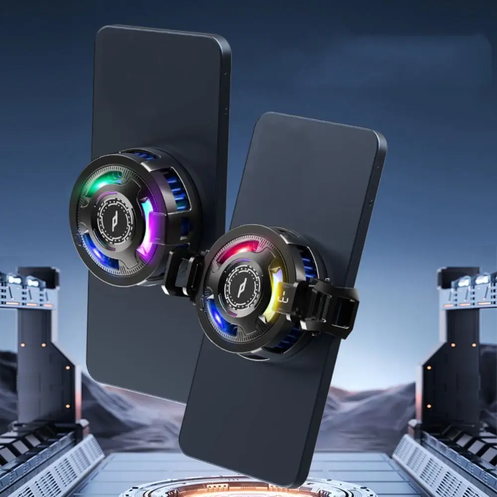 

ABS Magnetic Phone Cooler Detachable Digital Display Back Clip Type Cooler 3 Speed RGB Semiconductor Cooling Fan