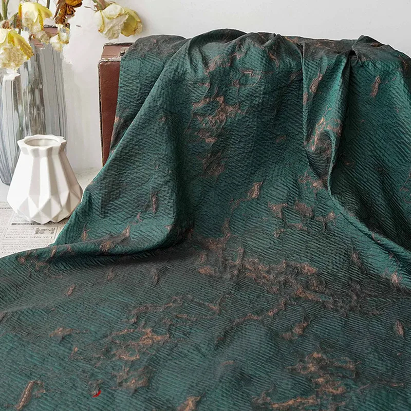 1m Retro verde oliva musgo texturizado Jacquard tela estilo chino cárdigan Blazer diseñador tela tejida