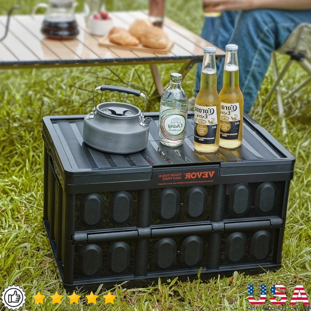 

Collapsible Storage Bins with Lids 45L 3-Pack Stackable Containers Heavy Duty Portable Space Saving Organizing Solution Home