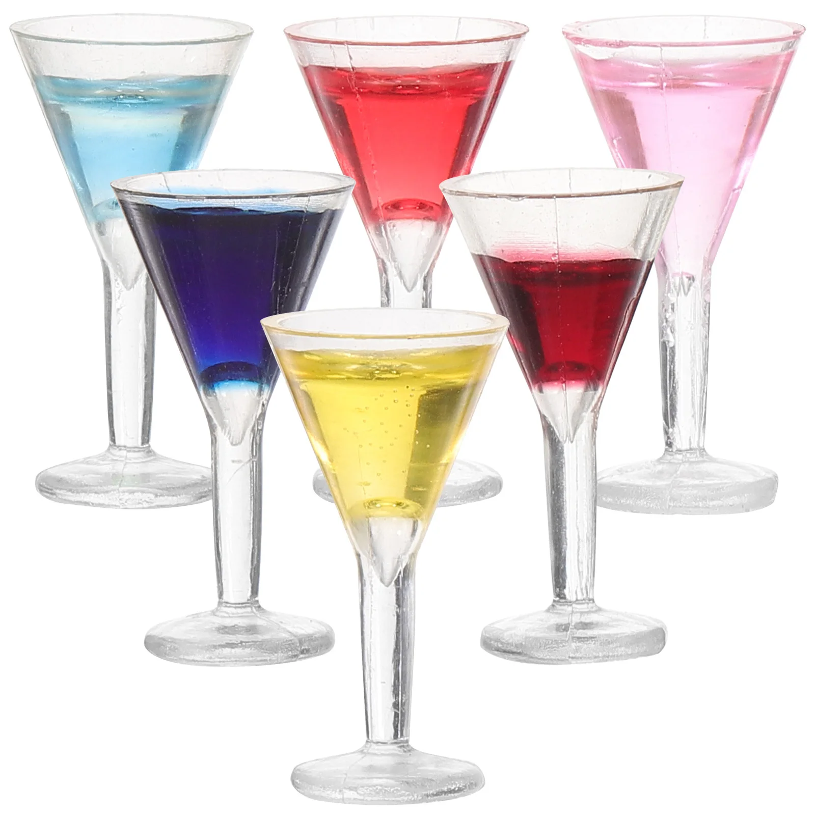 6 pçs mini óculos de cocktail design realista para diy micro paisagem decoração casa fotografia adereços acessório cozinha em miniatura
