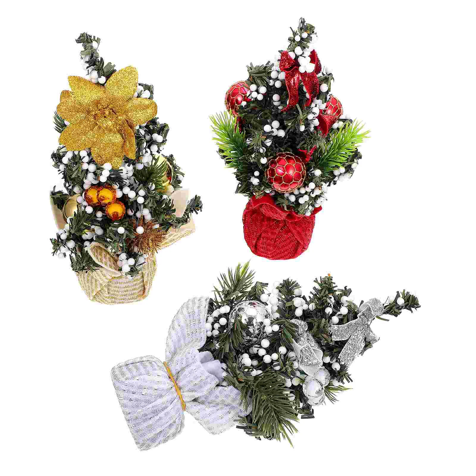 

3 Pcs Mini Christmas Tree Decorations for Dining Table Pine Party Home Festive Centerpieces Material