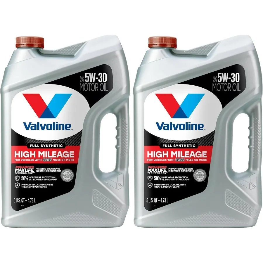 Alta quilometragem totalmente sintética com tecnologia MaxLife Óleo de motor SAE 5W-30 5 QT (pacote com 2)