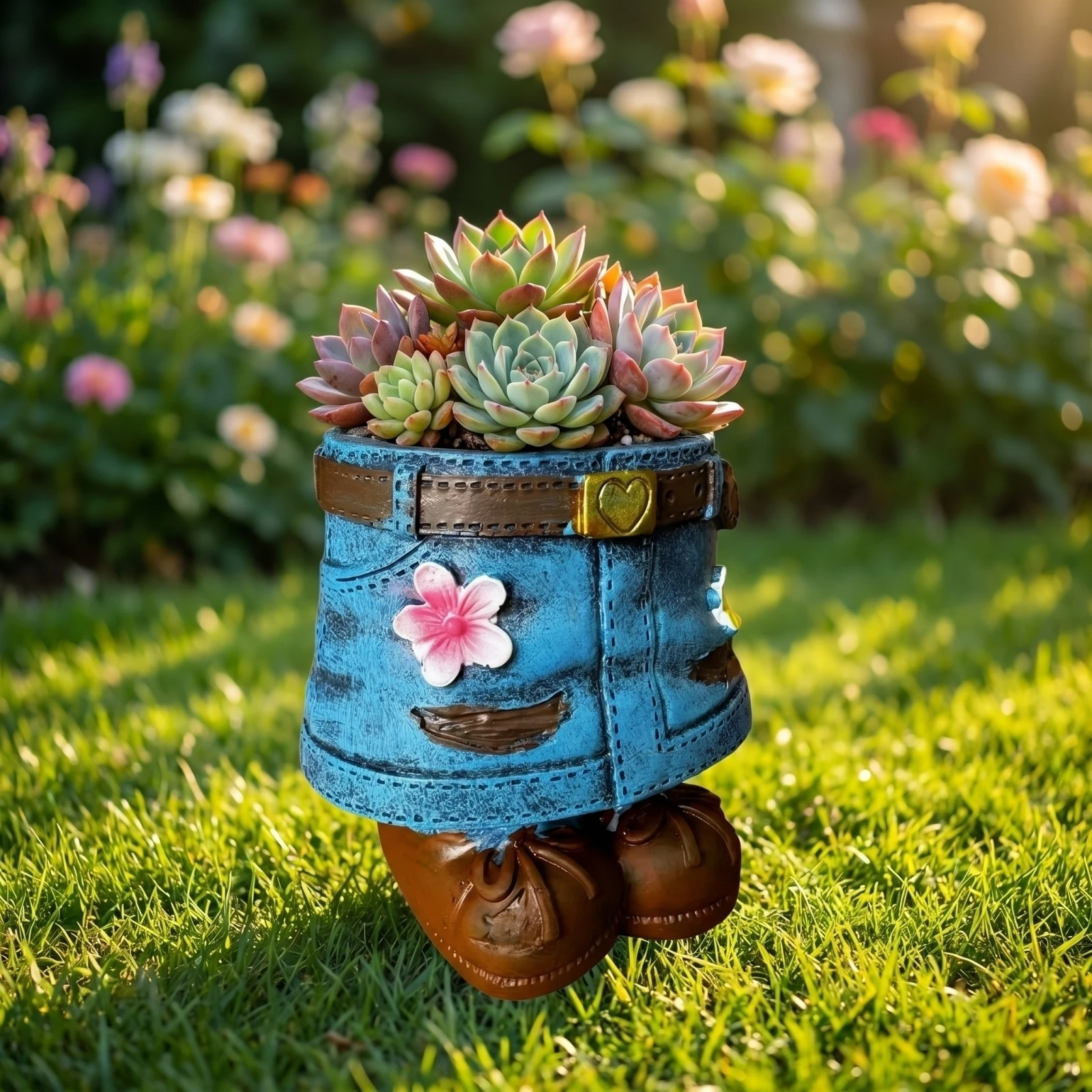 Creative Blue Denim Skirt Fflower Pot Succulent Pot Flower Planter Artistic Resin Flowerpot For Decorative Garden Ornaments