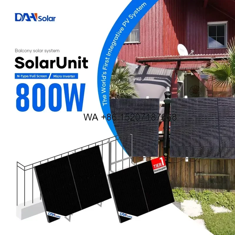 Wmwmnu for DAH Balcony PV Solar Unit 600W 800W Monocrystalline Grid Tied Solar Mounting System for Home Balcony Power