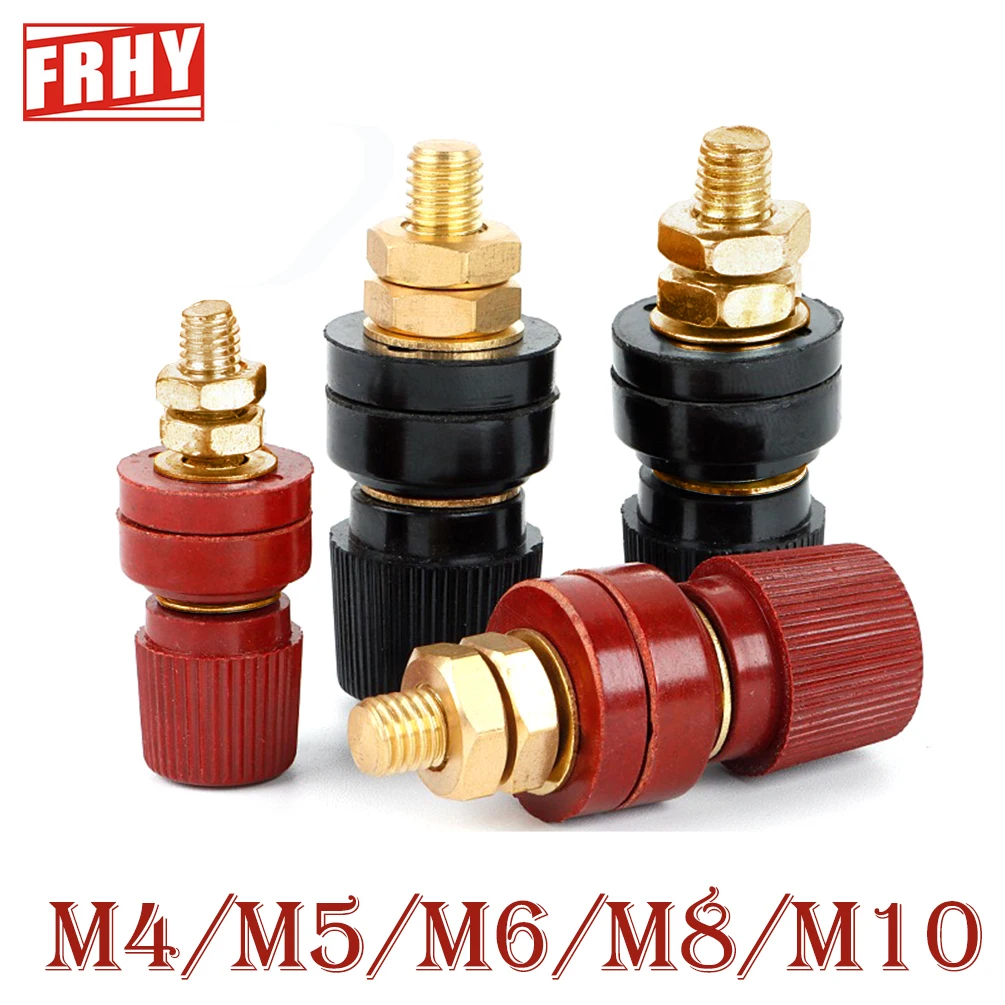 2PCS Black Red Battery Terminal Connectors Copper Welding Machine Accessories, High Current Screw Type Power Connectors