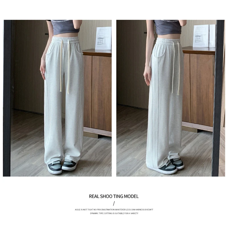 Women Fashion Colorful High Waisted Sweatpants Lady Baggy Y2k Pants Straight Leg Slacks Female Concise Sports Joggers Trousers