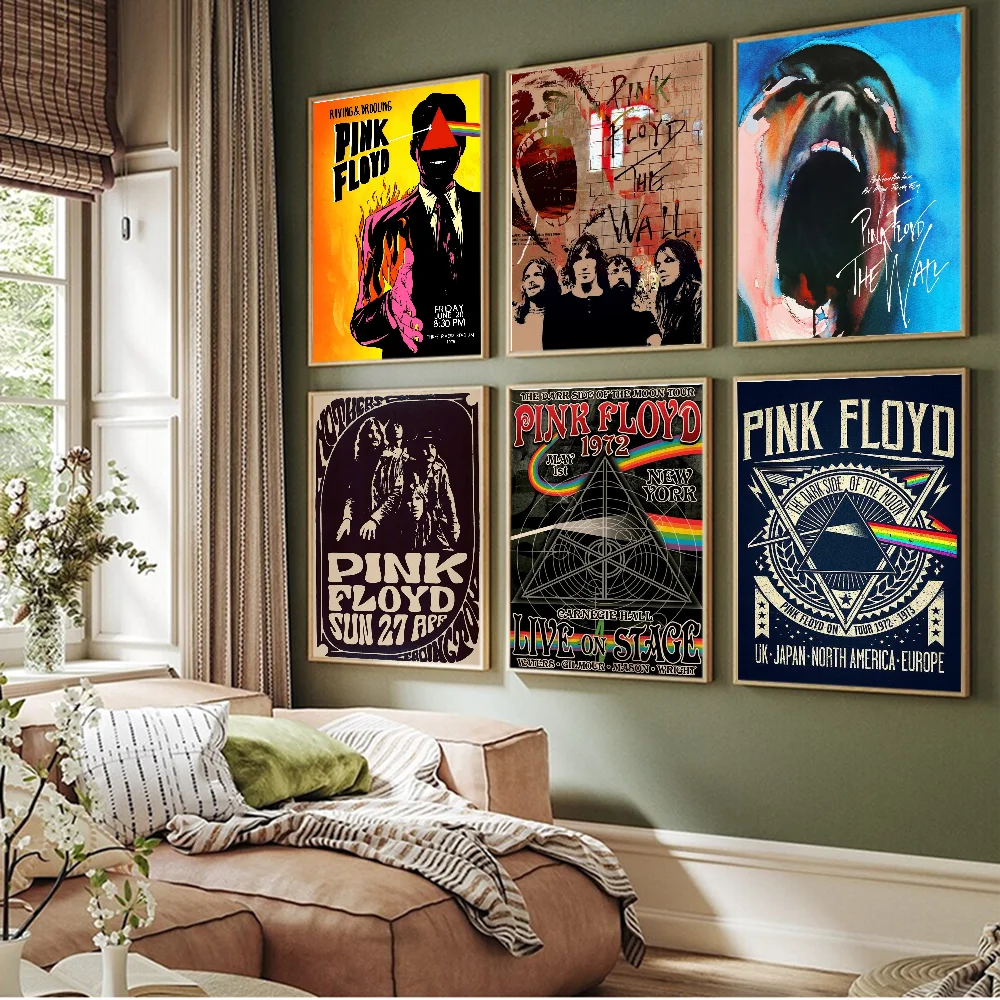 The Pink Floyd Band Samoprzylepny plakat artystyczny Decoracion Malarstwo Wall Art Biały papier pakowy Wystrój domu