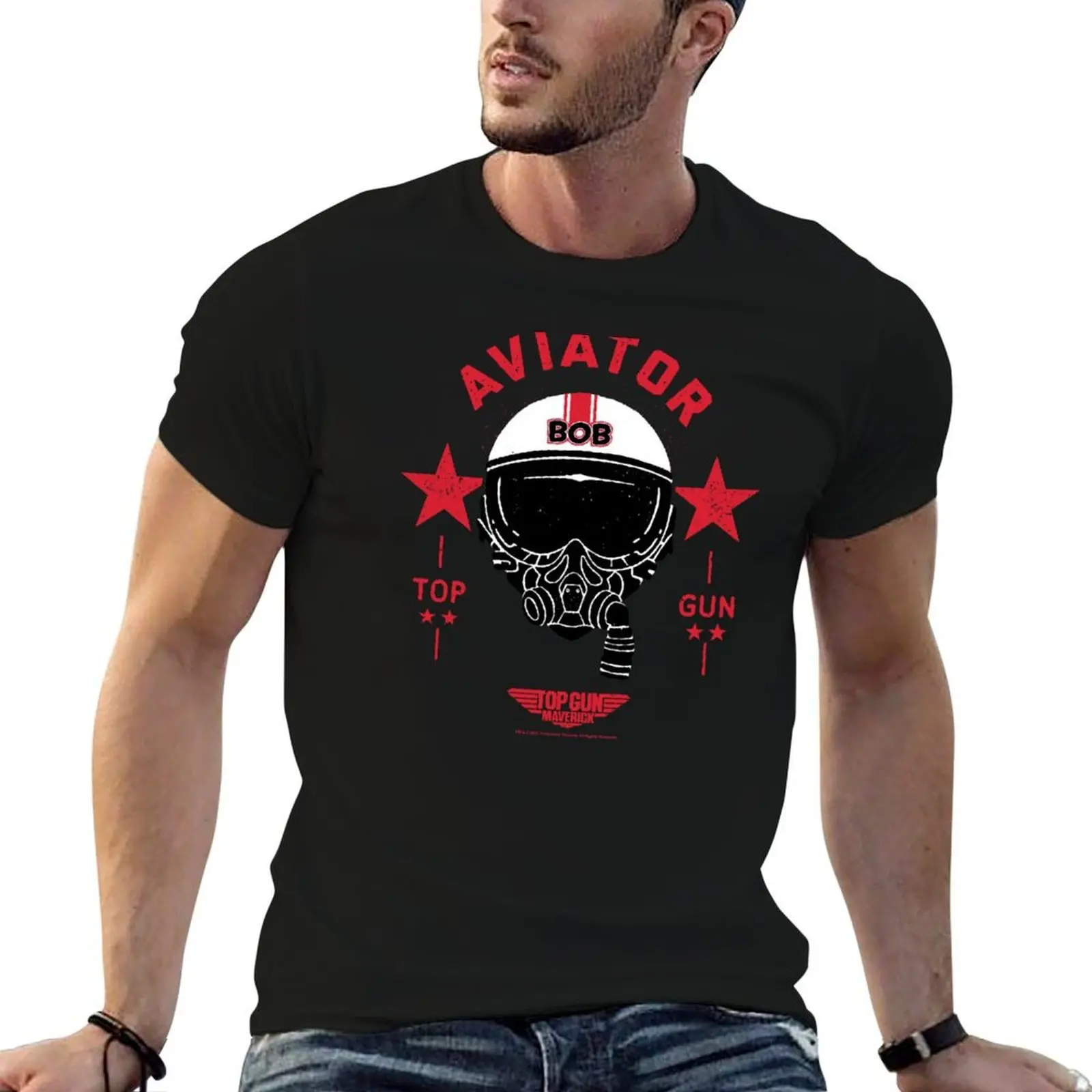 Top Gun: Maverick Bob Aviator Helmet Stars T-Shirt man tshirt funny t shirts dark humor T-Shirt