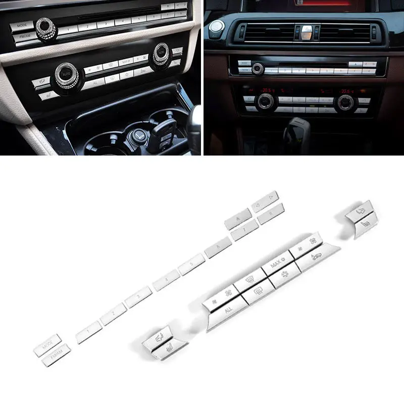 Car Air Condition AC CD Switch Number Mode Button Cover ABS Chrome Trim For BMW 5 6 7 Series F10 F18 F07 F01 F02 F06 F12 F13