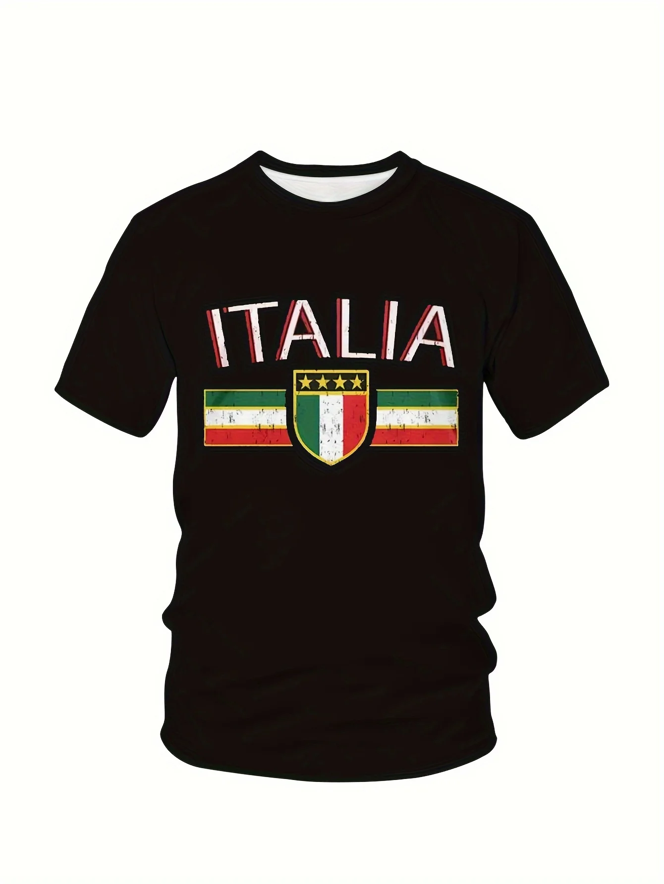 

Short Sleeve Men s ITALIA Graphic Print Crew Neck T-shirt for Summer Outdoor