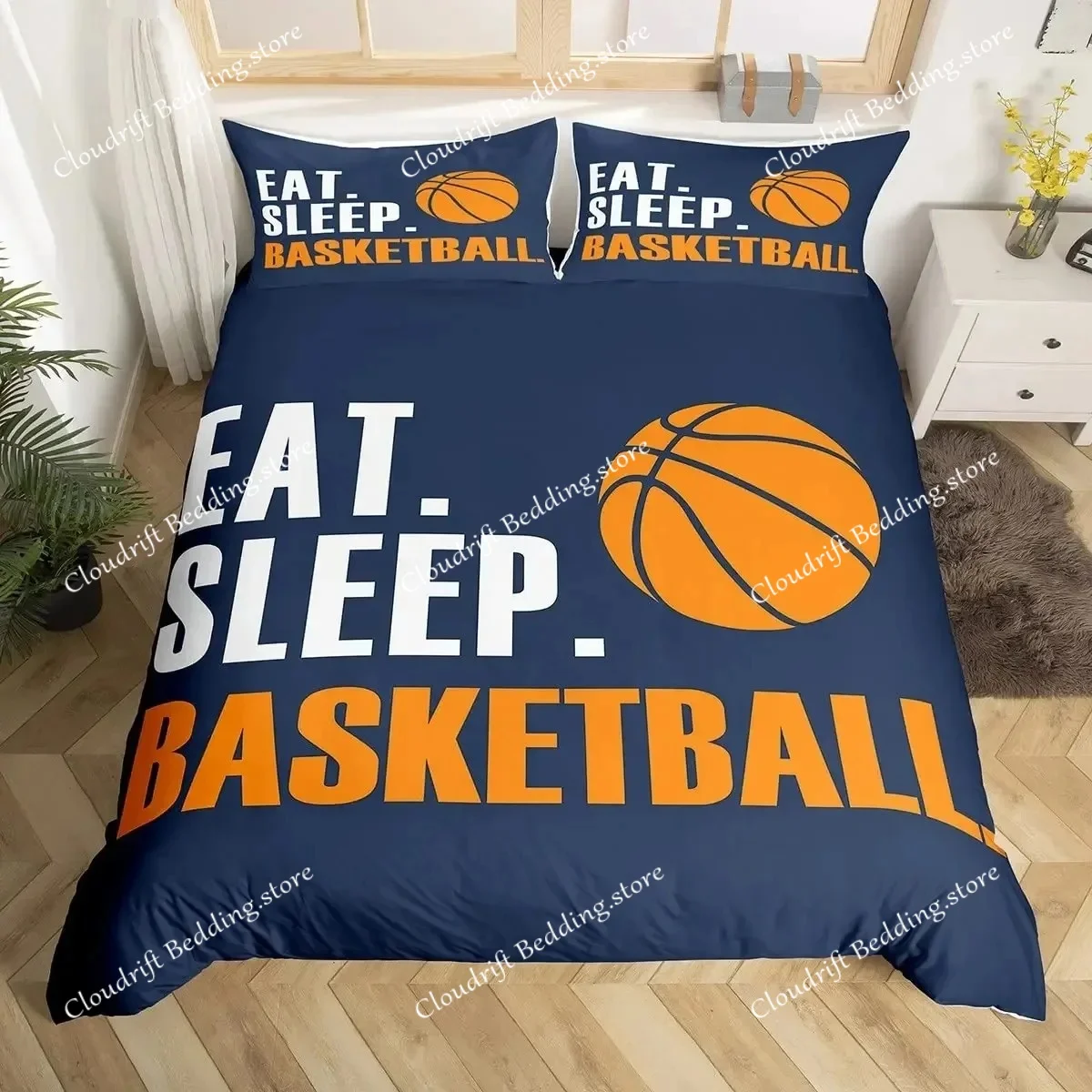 Basketball Duvet Cover Set Sports Theme Bedding Set For Boys Teens Men With Motivated No Failure Pattern Soft Comforter Cover