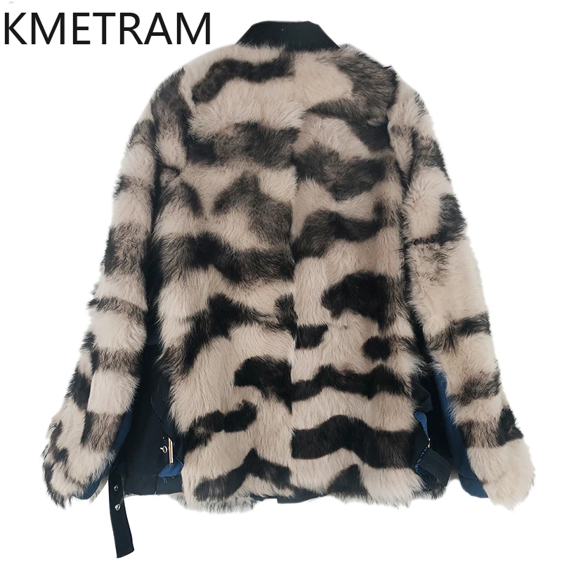 سترة من صوف الغنم الطبيعي من توسكانا مزدوجة الوجه للنساء معطف فرو حقيقي قصير مخطط فاخر ملابس نسائية شتوية 2025