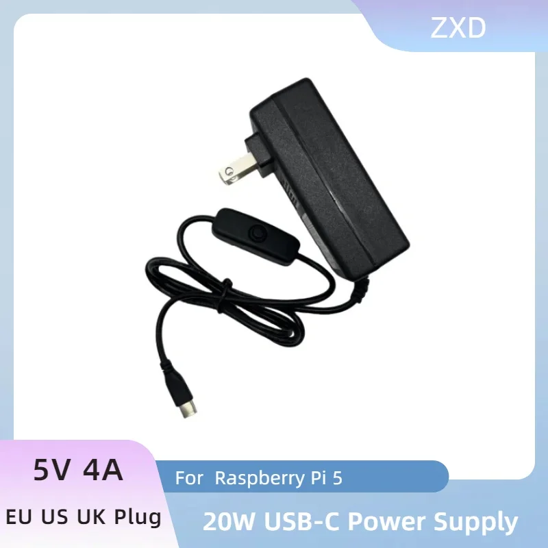 Orange Pi 5 Plus Power Adapter 5V 4A Charger 20W USB Type C Power Supply EU US UK AU Plug for OPI 5/5B/4 LTS Raspberry Pi 4B